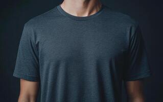 Plain grey t shirt front view showcasing soft fabric texture and simplicity. Ideal for casual wear or layering, this versatile piece is perfect for any wardrobe photo