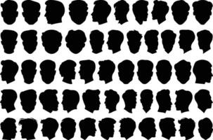 Set of Different Male Face Silhouettes vector