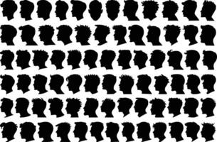 Male Head Profile Silhouettes With Different Designs vector