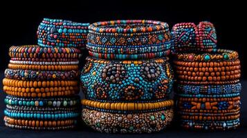Zulu beadwork jewelry bold colors and patterns honoring South Africas deep cultural identity and artistry photo