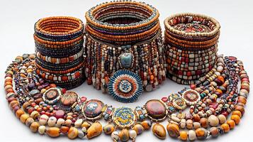 Cherokee beadwork jewelry intricate patterns honoring the spiritual connection to nature in Native American traditions photo