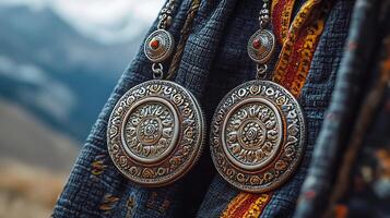 Mongolian Silver Earrings Intricate Designs Celebrating Mongolias Cultural and Land Heritage photo
