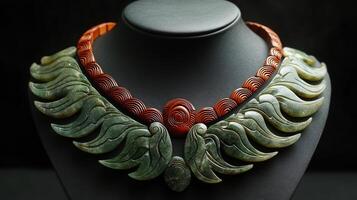 Maori Greenstone Necklace Sacred Motifs Highlighting New Zealands Artistic and LandBased Traditions photo