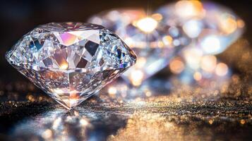 Glistening diamonds reflect light, creating a dazzling display of colors and brilliance photo