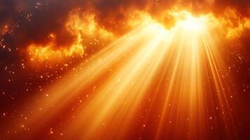 Sunset rays cascade down from a fiery sky, creating a mesmerizing display of light and color photo