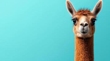 This charming llama shows off its playful personality and inquisitive expression photo