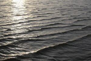 Reflections of sunlight on waves on the sea. photo
