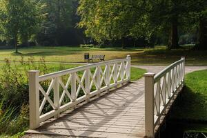 A bridge over a pond in leer germany photo