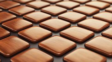 Abstract Background of Shiny Wooden Square Tiles Geometric Pattern Brown Wood Texture photo