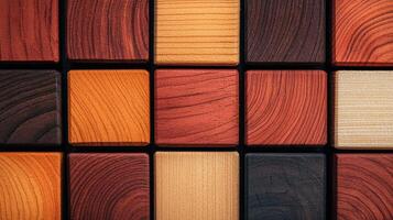 Colorful Wooden Blocks Background Texture Rich Tones Natural Grain Woodworking Crafts photo