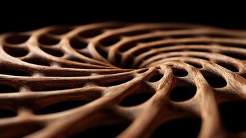 Intricate Wooden Spiral Design Abstract Texture Background of Carved Brown Wood photo