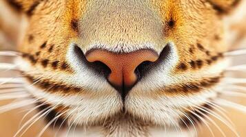 Close Up of a Bengal Cat s Nose Whiskers and Face Detailed Texture and Fur photo