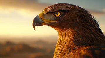 Majestic Golden Eagle Profile at Sunset Wild Bird of Prey Detailed Feathers photo
