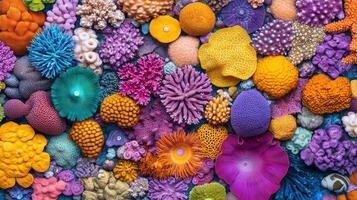 Vibrant Underwater Coral Reef Scene Diverse Colorful Corals Sea Life photo