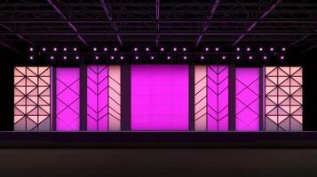 Modern Event Stage Design with Geometric LED Panels and Lighting photo