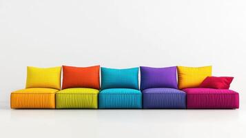 Colorful Modular Sofa with Rainbow Cushions Modern Home Decor Interior Design photo