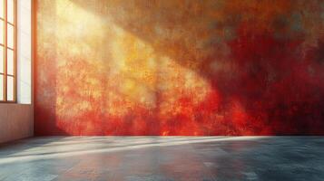 Sunlight casts a beautiful array of colors on the textured wall, enriching the atmosphere photo