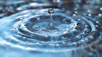 Ripples form on calm water as a droplet creates intricate patterns photo