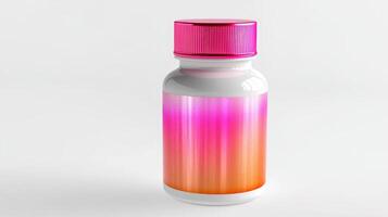 A colorful bottle with a pink cap features vibrant swirls that spark curiosity photo