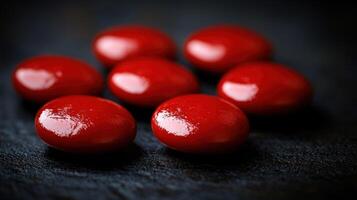 Red stones sparkle on a dark backdrop, creating a serene vibe photo