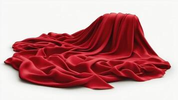 A vibrant red fabric flows gracefully, creating an inviting and rich texture that captivates photo