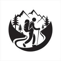 Hiker on Mountain Trail - Inspiring Outdoor Adventure vector