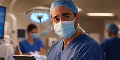 Skilled Surgeon in Modern Operating Room Focused Medical Professional in Action photo
