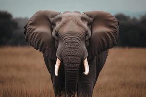 Majestic Elephant Standing Proudly in Open Grasslands photo
