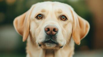 Close Up of a Labrador Retriever with Expressive Eyes in Natural Lighting photo