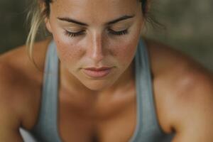 A focused athlete preparing for a workout in a serene indoor environment photo