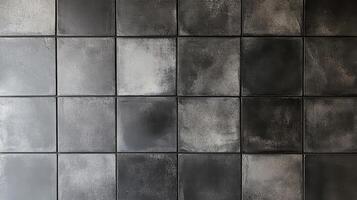 Textured grunge concrete wall with dark square tiles for industrial design photo