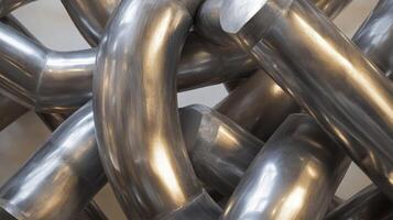 Intricate abstract metal sculpture featuring twisted steel structures and shiny patterns photo