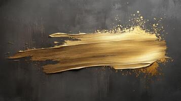 Luxurious gold brushstroke on dark textured background for elegant design photo