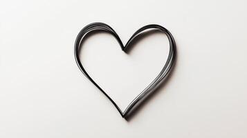 Minimalist black heart shape formed by twisted metal wire on light background photo