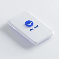 digital device displaying a verification screen with blue checkmark photo