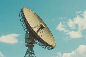 Large satellite dish exploring the sky on a cloudy day photo