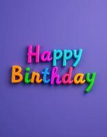 Colorful birthday letters arranged festively on a purple background create a joyful celebration atmosphere for anyone's special day photo