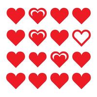 set of red heart icon symbol illustration vector
