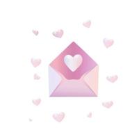 Open Envelope with Pastel Heart Symbols. Minimalistic Valentine Envelope Design. Gradient Envelope Surrounded by Hearts vector