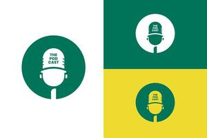 simple podcast logo with microphone image vector