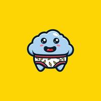 cute cloud wearing thunder wear vector
