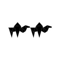 Pair Camel Shape Inspired by Origami Form, can use for Logo, Pictogram, Animal Figure, Website, Apps, or Graphic Design Element. BW and Flat vector