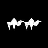 Pair Camel Shape Inspired by Origami Form, can use for Logo, Pictogram, Animal Figure, Website, Apps, or Graphic Design Element. BW and Editable vector