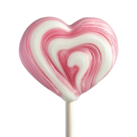 Pink white swirls heart shaped lollipop Valentine's Day isolated on transparent background png
