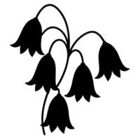 Minimalistic bluebell flower cluster silhouette for creative projects vector