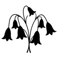 Minimalistic bluebell flower cluster silhouette for creative projects. vector