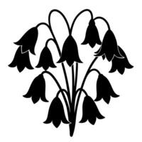 Minimalistic bluebell flower cluster silhouette creative projects. vector