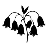 Minimalistic bluebell flower cluster silhouette for projects. vector