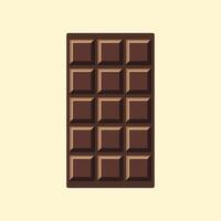 Chocolate bar. Unwrapped square block chocolate. vector