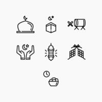 Design Illustration graphic of ramadan set icon with line style. Suitable for UI, mobile design, web design, etc. vector